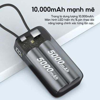 Pin dự phòng StarGO Star X1 Mini 1C1A 10000mAh tích hợp cáp Type-C 4