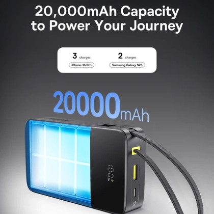 Pin dự phòng Baseus Enerfill Bipow 2 Pro màn hình số 20.000mAh 22.5W kèm cáp 9