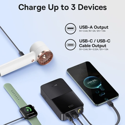 Pin dự phòng Baseus Enerfill Bipow 2 Pro màn hình số 20.000mAh 22.5W kèm cáp 6