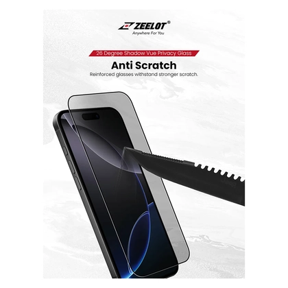Dán kính cường lực màn hình Apple iPhone 17 Pro Zeelot Solidsleek Chống Nhìn Trộm Full Cao Cấp 5