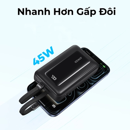 Pin sạc dự phòng Anker Zolo 20000mAh 45W 1A1C tích hợp 2 cáp Type-C A1681 3