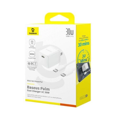 Sạc nhanh Baseus Palm 1C 30W US ( kèm cáp mini C to C 60W dài 1m ) 4