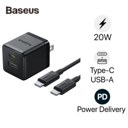 Sạc nhanh Baseus Palm 1C1A 20W US ( kèm cáp mini C to C 60W dài 1m ) 1