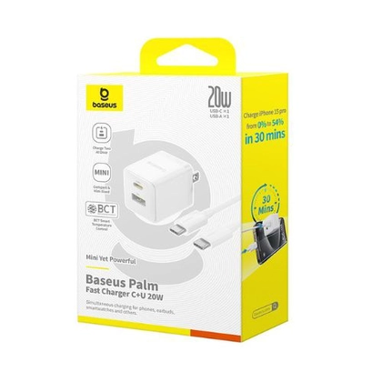 Sạc nhanh Baseus Palm 1C1A 20W US ( kèm cáp mini C to C 60W dài 1m ) 4
