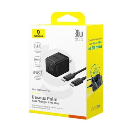 Sạc nhanh Baseus Palm 1C1A 30W US ( kèm cáp mini C to C 60W dài 1m ) 4