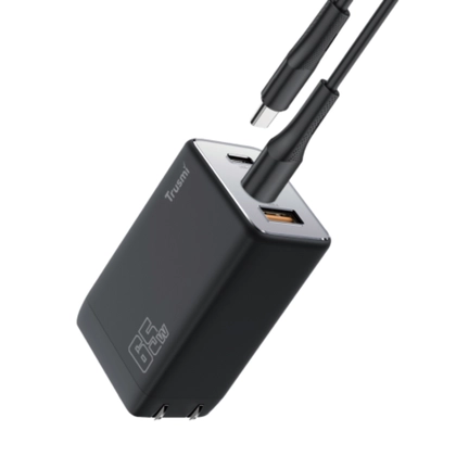 Sạc nhanh Mini Trusmi PD 65w Gan 1A+2C kèm cáp Type-C to Type-C 60w (US) CH05 2