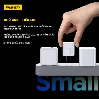 Sạc Pisen Quick - Mr White Tiny USB-C 30w 3