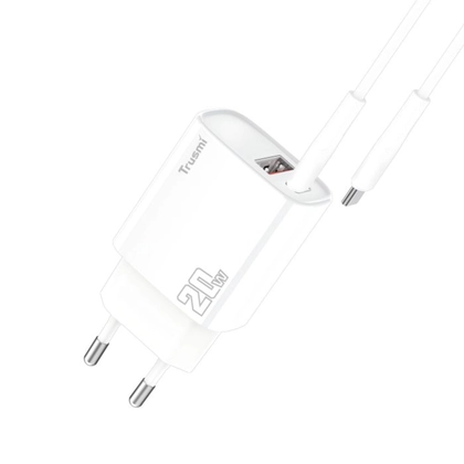 Sạc Trusmi cổng 1A1C PD 20w kèm cáp Type-C to Type-C 60w (EU) CH11 1