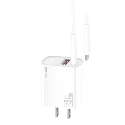 Sạc Trusmi cổng 1A1C PD 20w kèm cáp Type-C to Type-C 60w (US) CH11 2