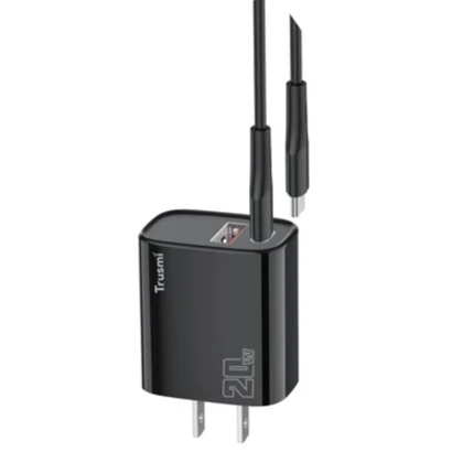 Sạc Trusmi cổng 1A1C PD 20w kèm cáp Type-C to Type-C 60w (US) CH11 1