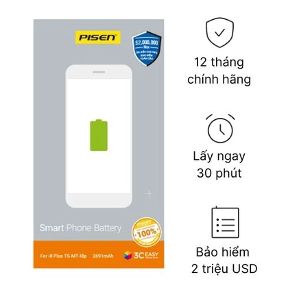 thay pin iPhone 8 Plus chính hãng Pisen 1