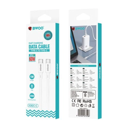 Cáp sạc nhanh BWOO Type-C to Type-C PD 60W X282C-C dài 1M 3