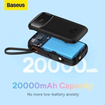 Pin sạc dự phòng Baseus Qpow2 màn hình số 20.000mAh 22.5W kèm cáp Lightning và Type-C 3