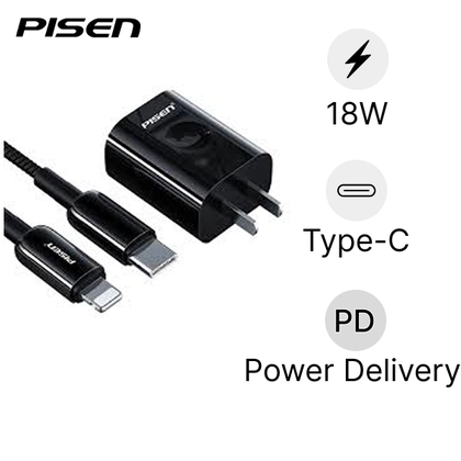 Combo Sạc Pisen Quick PD 18W Kèm Cáp Lightning 1