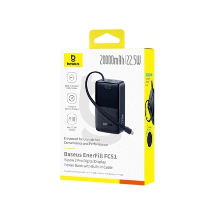 Pin dự phòng Baseus Enerfill Bipow 2 Pro màn hình số 20.000mAh 22.5W kèm cáp 3