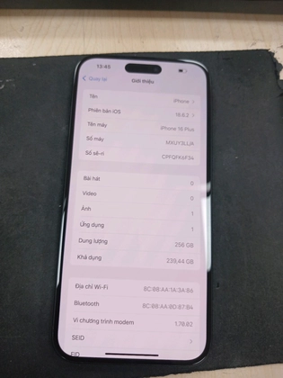 iPhone 16 Plus 256GB - Cũ đẹp - Đen - FK6F34 - 2