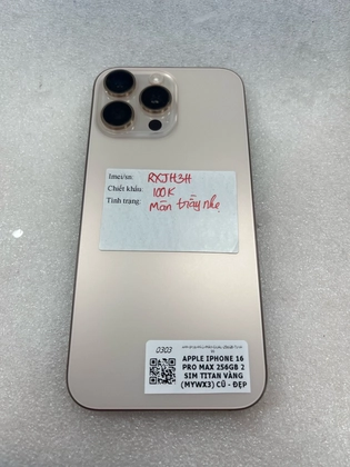 iPhone 16 Pro Max 256GB 2 SIM - Tintan Vàng - Cũ đẹp - RXJH3H - 3