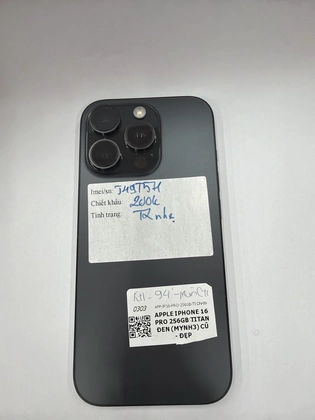 iPhone 16 Pro 256GB - Cũ đẹp - Titan Đen - J49T5H - 3