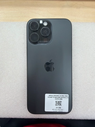 iPhone 16 Pro Max 512GB - Cũ xước cấn - Titan đen - WGW20H - 3