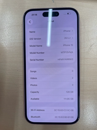 iPhone 15 128GB - Cũ trầy xước - Hồng - YKRRW3 - 1