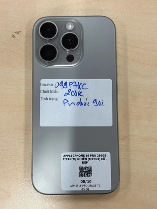 iPhone 16 Pro 256GB - Cũ đẹp - Titan Tự Nhiên - 99P7KC - 3