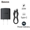 Sạc nhanh Baseus Palm 1C 20W US ( kèm cáp mini C to C 60W dài 1m ) 1